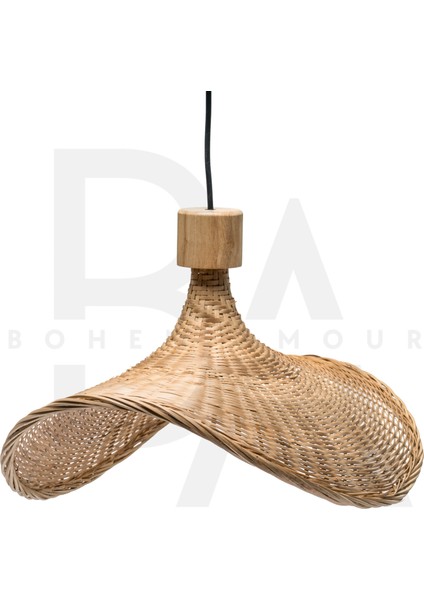 Doğal Dalga Formlu Bambu Rattan Avize