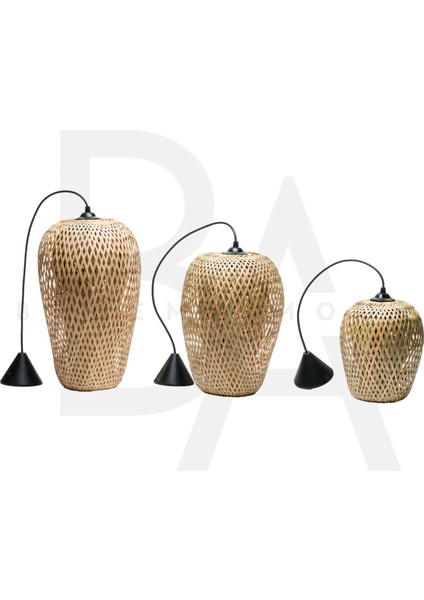 Vazo Form Örgü Bambu Rattan Avize modelleri