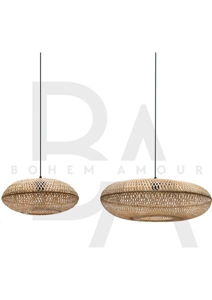 Yuvarlak Örgü Bambu Rattan Avize modelleri