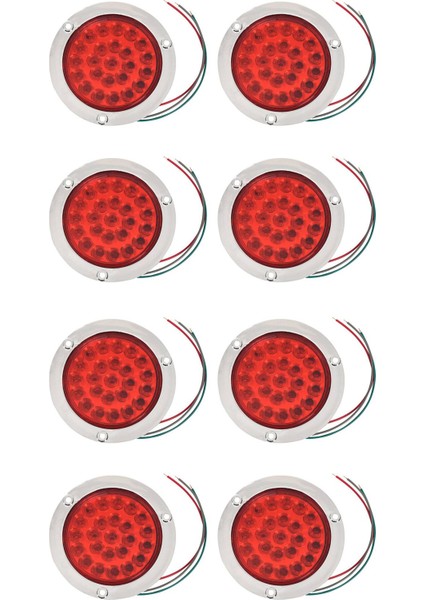 8 Paket Yuvarlak LED Römork Kuyruk Lambaları Kırmızı 24 LED Flanş Montajlı Su Geçirmez Krom 4 Inç Fren Durdurma Dönüş Işıkları (Yurt Dışından)