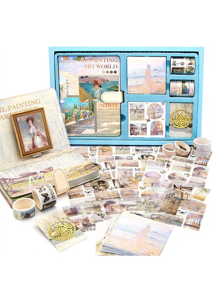 Estetik Karalama Defteri Günlük Kaydı Kiti, Vintage Yağlıboya B6 Dizüstü Scrapbooking Malzem Eri Sanat Çıkartmaları, D (Yurt Dışından)
