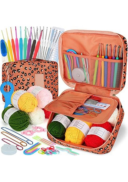 Tığ Seti Yeni Başlayanlar Tığ Kanca Seti, 58 Adet Taşınabilir Tığ Seti Ergonomik Tığ Kanca Trav Tığ Malzem Eri (Yurt Dışından)