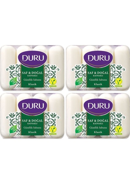 Saf ve Doğal Klasik Güzellik Sabunu 16'lı Paket 4x280 g – Hassas Temizlik ve Cilt Besleyici Etki