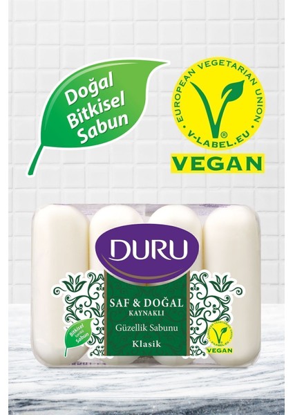 Saf ve Doğal Klasik Güzellik Sabunu 16'lı Paket 4x280 g – Hassas Temizlik ve Cilt Besleyici Etki