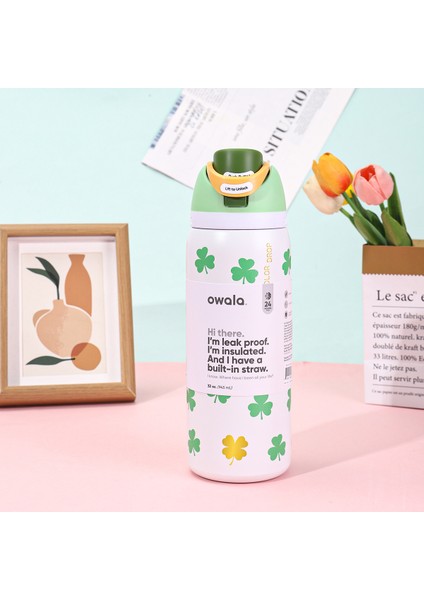 Oh Wala Yalıtımlı Dak 32OZ Büyük Kapasiteli Pipetli Spor Su Şişesi (Yurt Dışından)