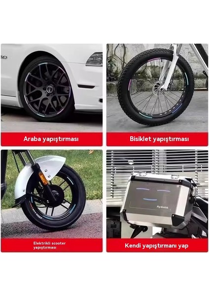 Araba Tekerleği Yaratıcı Renkli Lastik Şeridi Yansıtıcı Çıkartmalar (Yurt Dışından) modelleri