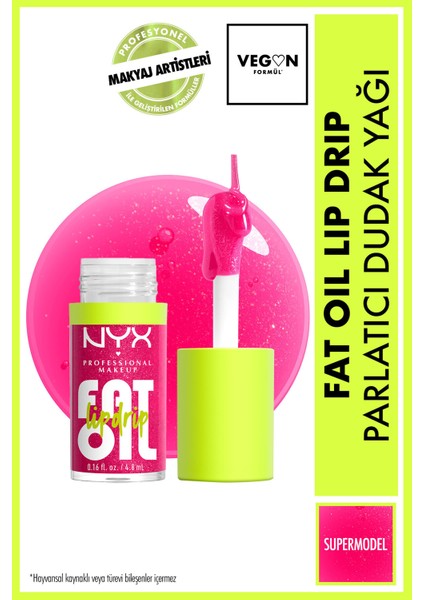Fat Oil Lip Drip Parlatıcı Dudak Yağı – Supermodel Ton, Parlak Bitiş, 12 Saat Nemlendirme, Yoğun Renk, 4 ml