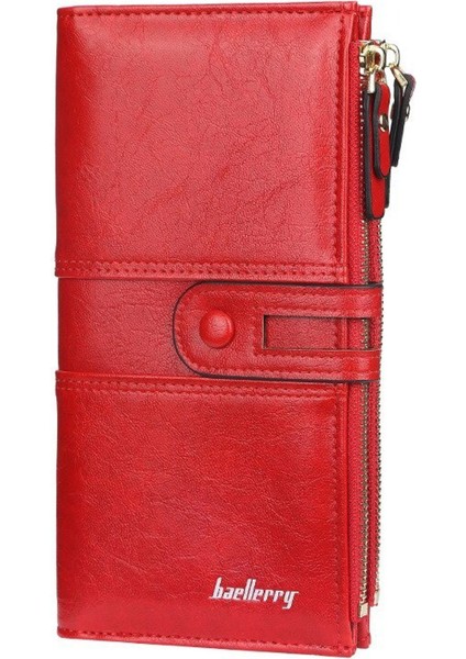 Erkek Cüzdan – Kırmızı Suni Deri, Büyük Boy, Fermuarlı ve Şık Tasarım, Özel Günler İçin İdeal Hediye