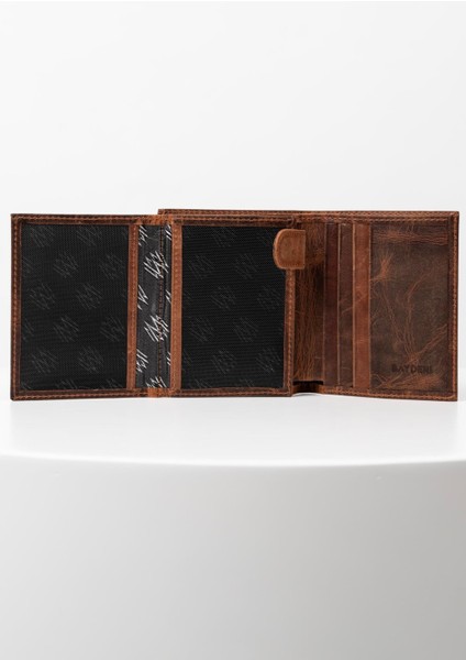 Erkek Hakiki Deri Cüzdan – Crazy Taba Renk, Çok Kart Bölmeli, Kompakt ve Minimalist Tasarım, Günlük Kullanım İçin İdeal