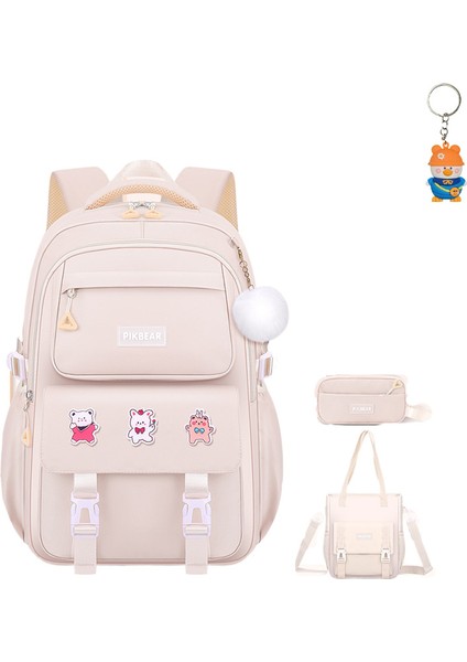 Çocuk Okul Çantaları 3-6 Yıl Öğrenciler Orta ve Lise Kızlar Omurga Koruması Büyük Kapasiteli Okul Çantaları Üç Parçalı Set (Yurt Dışından)