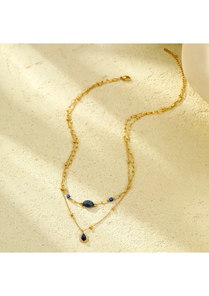 Hafif Lüks ve Lüks Turkuaz Çift Zincirli Köprücük Kemiği Zinciri (Yurt Dışından)