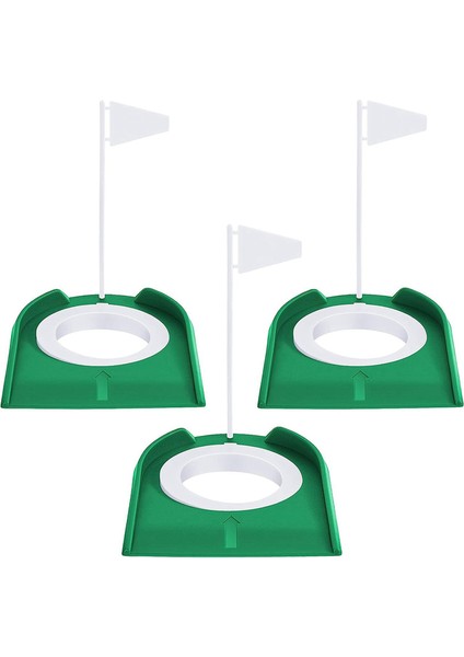 3 Adet Golf Puting Cup Golf Delek Eğitim Yardımları Golf Aksesuarları Golf Eğitim Putter Plastik Bayrak Yeşil + Beyaz (Yurt Dışından)