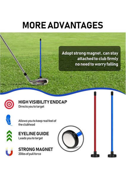 2 Adet Golf Hizalama Çubuğu, Manyetik Kulüp Hizalama Çubuğu Doğru Golf Salıncak Hedefi, Golf Eğitim Yardımı, Kırmızı Gösterir (Yurt Dışından) modelleri