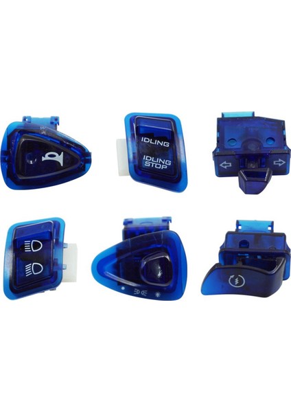 Gy6 50CC 125CC 150CC Atv Moped Scooter Motosiklet Başlıkları Işık Boynuz Dimmer Turn Tek Anahtar Düğmesi Mavi (Yurt Dışından)