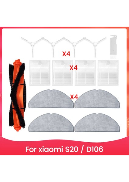 Xiaomi Robot Vakum S20 / D106 Parçaları Ana Sulu Yan Sihçe Filtre Filtre Mop Kumaş Aksesuarları Kiti (Yurt Dışından)