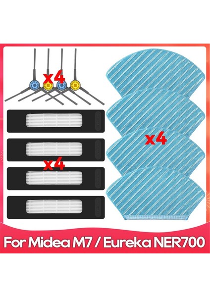 Midea M7 / M7 Pro / M7 Için Yedek Parçalar Max / Eureka NER700 Robot Vakum Süpürge Aksesuar Yan Fırça Mop Pad Filtresi (Yurt Dışından) modelleri