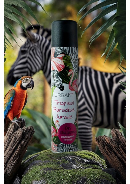 Tropical Paradise Jungle Kuru Şampuan 200 ml – Parabensiz Bitkisel Formül, Canlandırıcı Etki, Tüm Saç Tipleri için