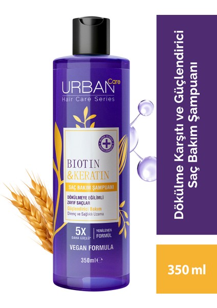 Biotin & Keratin Dökülme Karşıtı Parabensiz Vegan Saç Bakım Şampuanı 350 ml x 3'lü Paket – Dökülen Saçlara Özel indirimleri