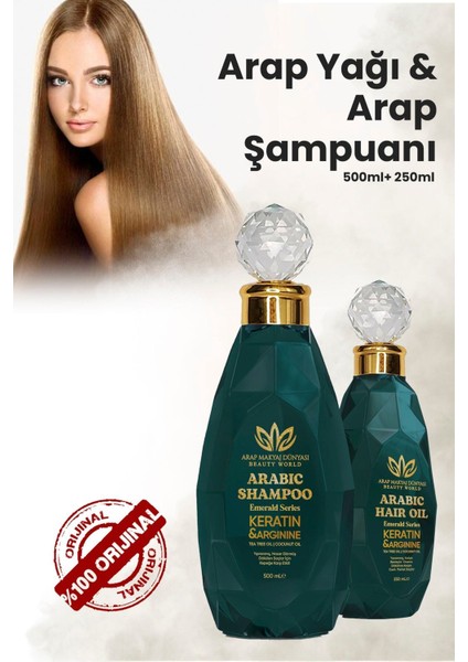 Arap Yağı ve Şampuan Seti – Saç Uzatma, Onarım ve Nemlendirme İçin Bitkisel Bakım, Dökülme Karşıtı 250 ml + 500 ml fiyatları