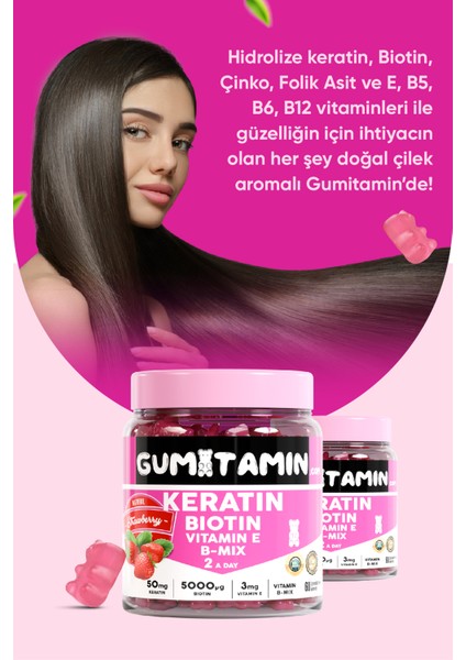 Güçlendirici Şampuan – Vitamin, Keratin ve Biotinli, Doğal Çilek Aromalı, Zayıf ve Yıpranmış Saçlar İçin