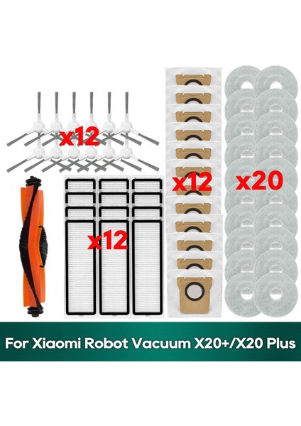 Xiaomi X20 Plus / X20+, Xiaomi X10 Plus / X10+ Aksesuarlar Ana Yan Fırça Hepa Filtre Kumaşları Toz Çanta Parçaları (Yurt Dışından)