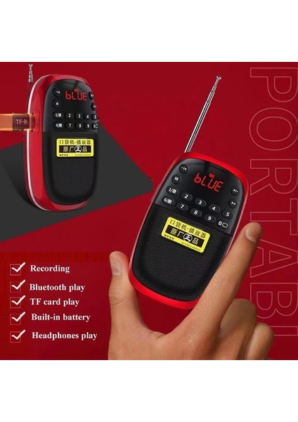 Siyah Taşınabilir Fm Radyo Bluetooth Hoparlör Mini Mp3 Müzik Çalar Kaydedici LED Ekran Desteği Handsfree Tf Kart Dahili Kayıt (Yurt Dışından)
