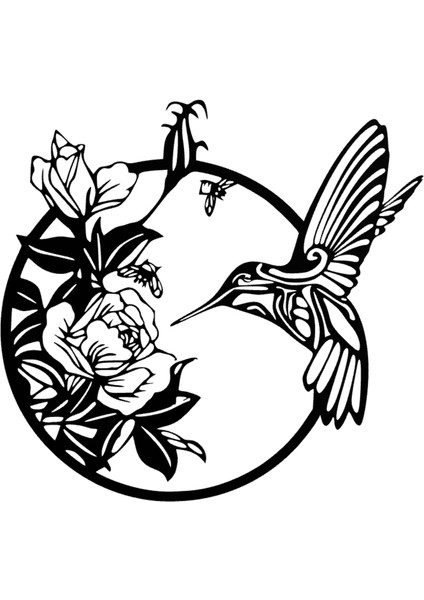 Yeni Çiçeklerle Hummingbird - Duvar Sanatı
