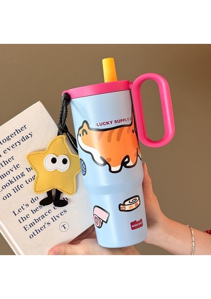 Yalıtım Kupası Araba Büyük Kapasiteli Pipetli Kupa (Yurt Dışından)