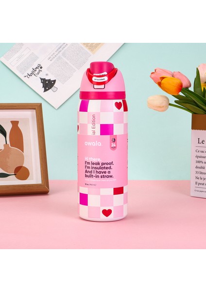 Oh Wala Yalıtımlı Dak 32OZ Büyük Kapasiteli Pipetli Spor Su Şişesi (Yurt Dışından)