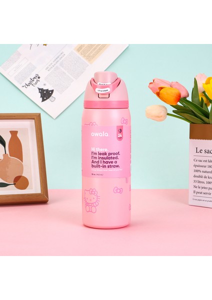 Oh Wala Yalıtımlı Dak 32OZ Büyük Kapasiteli Pipetli Spor Su Şişesi (Yurt Dışından)