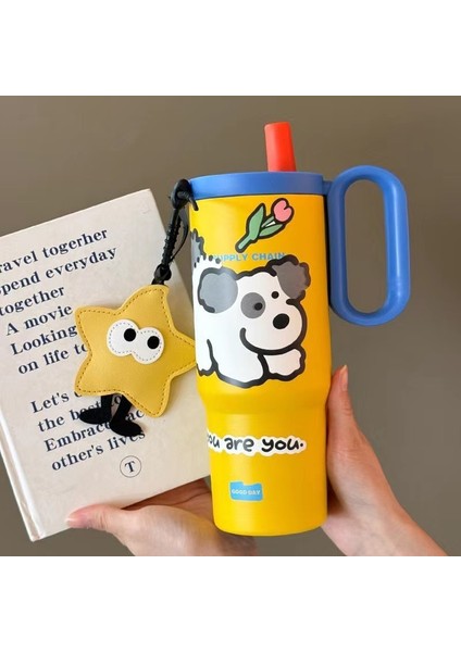 Yalıtım Kupası Araba Büyük Kapasiteli Pipetli Kupa (Yurt Dışından)