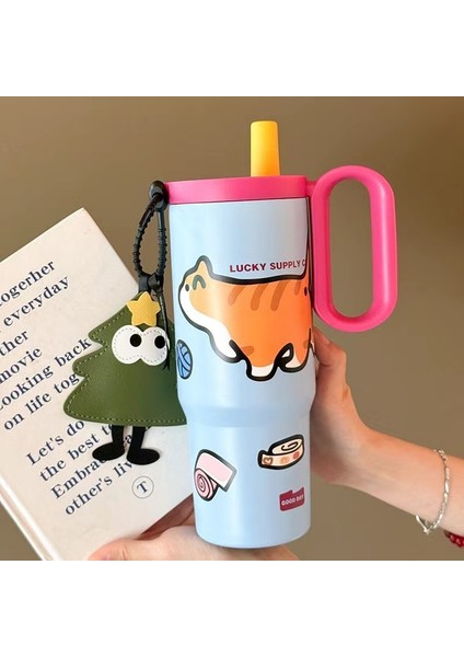 Yalıtım Kupası Araba Büyük Kapasiteli Pipetli Kupa (Yurt Dışından)