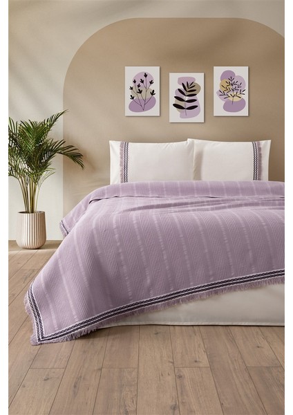 Tivoli Tek Kişilik Waffle Pike Takımı-3 Parça Dantelli Petek Pike-Melanie-Lila fiyatları