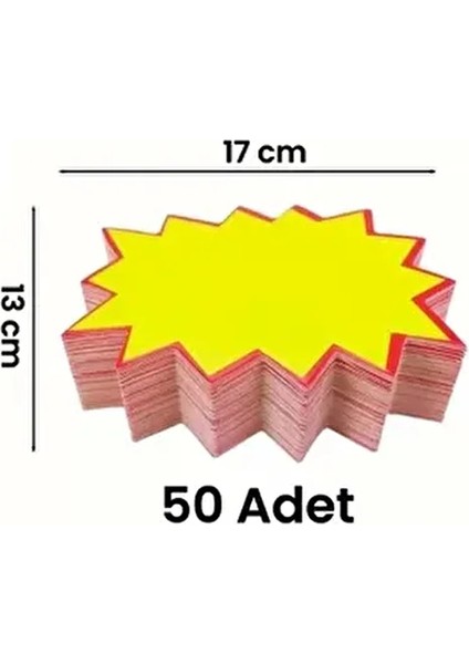 Sarı Yıldız Etiketi 13×17 cm 50 Adet Mağaza,bakkal ve Süpermarket Boş Yıldız Etiketi
