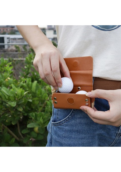 Golf Top Torbası Taşınabilir Bel Depolama Çanta Pu Deri 2 Pcs Golf Topları ve 4 Golf Tees Çanta Turuncu (Yurt Dışından)