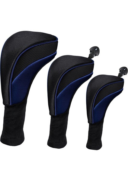 Golf Club Set Head Set Ahşap Kulüp Kapağı Nefes Alabilir Örgü Kumaş 1/3/5/cap Kapak Başlığı Set Golf Parçaları (Yurt Dışından)