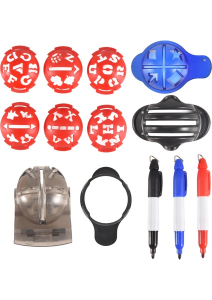 Golf Topu Işaretçisi, Renk Hattı Işaretleri Kalemleri, Üçlü Pist Plastik Golf Topu Işaretleme Hizalama Aracı Kiti, Kırmızı (Yurt Dışından)