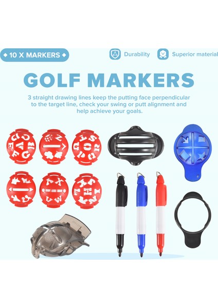 Golf Topu Işaretçisi, Renk Hattı Işaretleri Kalemleri, Üçlü Pist Plastik Golf Topu Işaretleme Hizalama Aracı Kiti, Kırmızı (Yurt Dışından) fırsatları