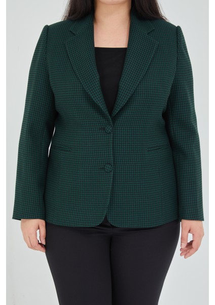 Kadın Pötikareli Düğmeli Klasik Ceket