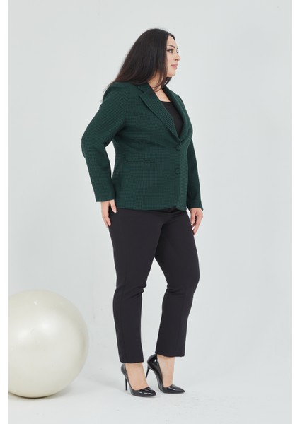 Kadın Pötikareli Düğmeli Klasik Ceket