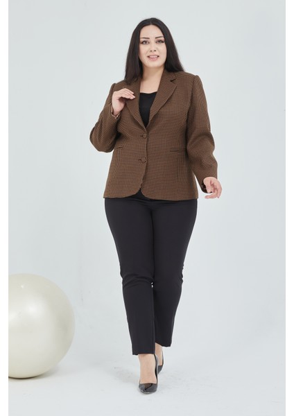 Kadın Pötikareli Düğmeli Klasik Ceket modelleri