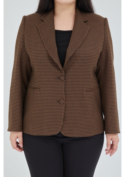 Kadın Pötikareli Düğmeli Klasik Ceket indirimleri