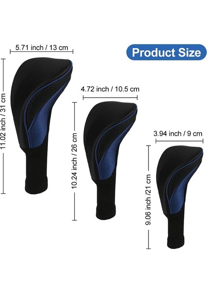 3pcs Golf Club Başlıca Fairway Woods Sürücü Hibritleri, Uzun Boyun Mesh Golf Kulübü Headkovers Seti (Yurt Dışından) fiyatları