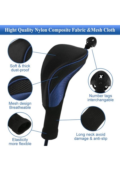 3pcs Golf Club Başlıca Fairway Woods Sürücü Hibritleri, Uzun Boyun Mesh Golf Kulübü Headkovers Seti (Yurt Dışından) modelleri