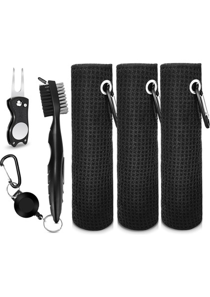 Golf Kulübü Temizleyici Kiti, 3 Golf Havlusu, Golf Kulübü Temizleme Fırçası, Golf Divot Onarım Aracı, Golf Kulübü Temizleme Kiti (Yurt Dışından)