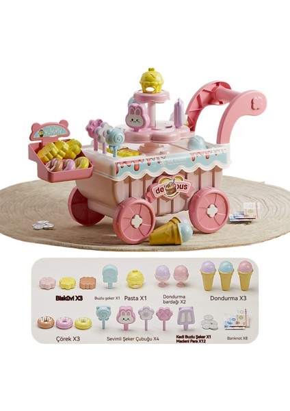 Çocuk Dondurma Kamyonu 38 Parçalı Eğitici Oyuncaklar Seti (Yurt Dışından)