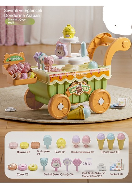 Çocuk Dondurma Kamyonu 38 Parçalı Eğitici Oyuncaklar Seti (Yurt Dışından) fiyatları