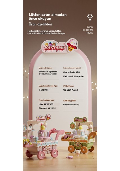 Çocuk Dondurma Kamyonu 38 Parçalı Eğitici Oyuncaklar Seti (Yurt Dışından) indirimleri