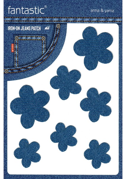Ütü ile Yapışan Kot Arma Patch Kot Yaması, Denim Jeans Onarım & Dekoratif Amaçlı Çiçek Indigo Mavi Lacivert Kot Yama Mavi Çiçek Şeklinde