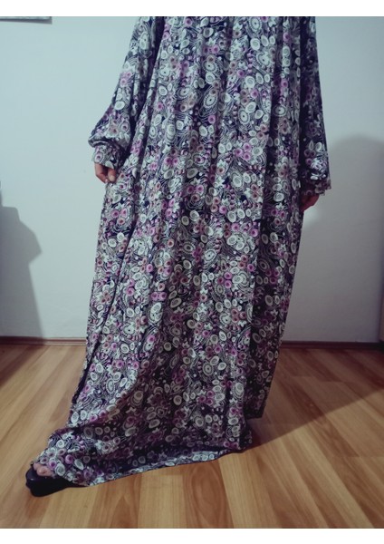 Robadan Uzun Kollu %100 Viskon Basma Çiçekli Anne Elbise, Namaz Elbisesi fırsatları